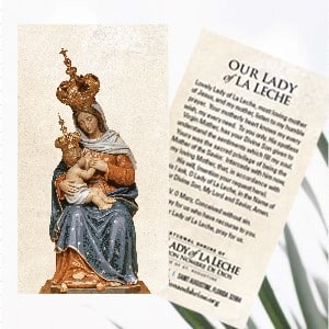 Our Lady of La Leche Paper Prayer Card English