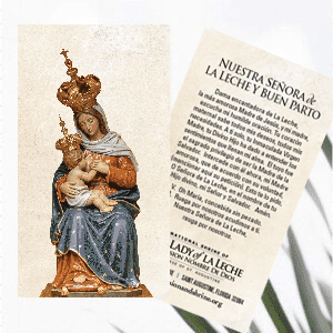 Our Lady of La Leche Prayer Card Spanish